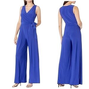 Eliza J Cobalt Blue Faux Wrap Sleeveless jumpsuit, New with Tags